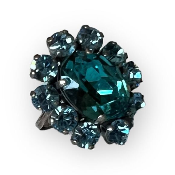 KRIKOR-COLLECTION Huge Krikor.de Blue Topaz Swarovski Crystal Silver Ring - Picture 6 of 6